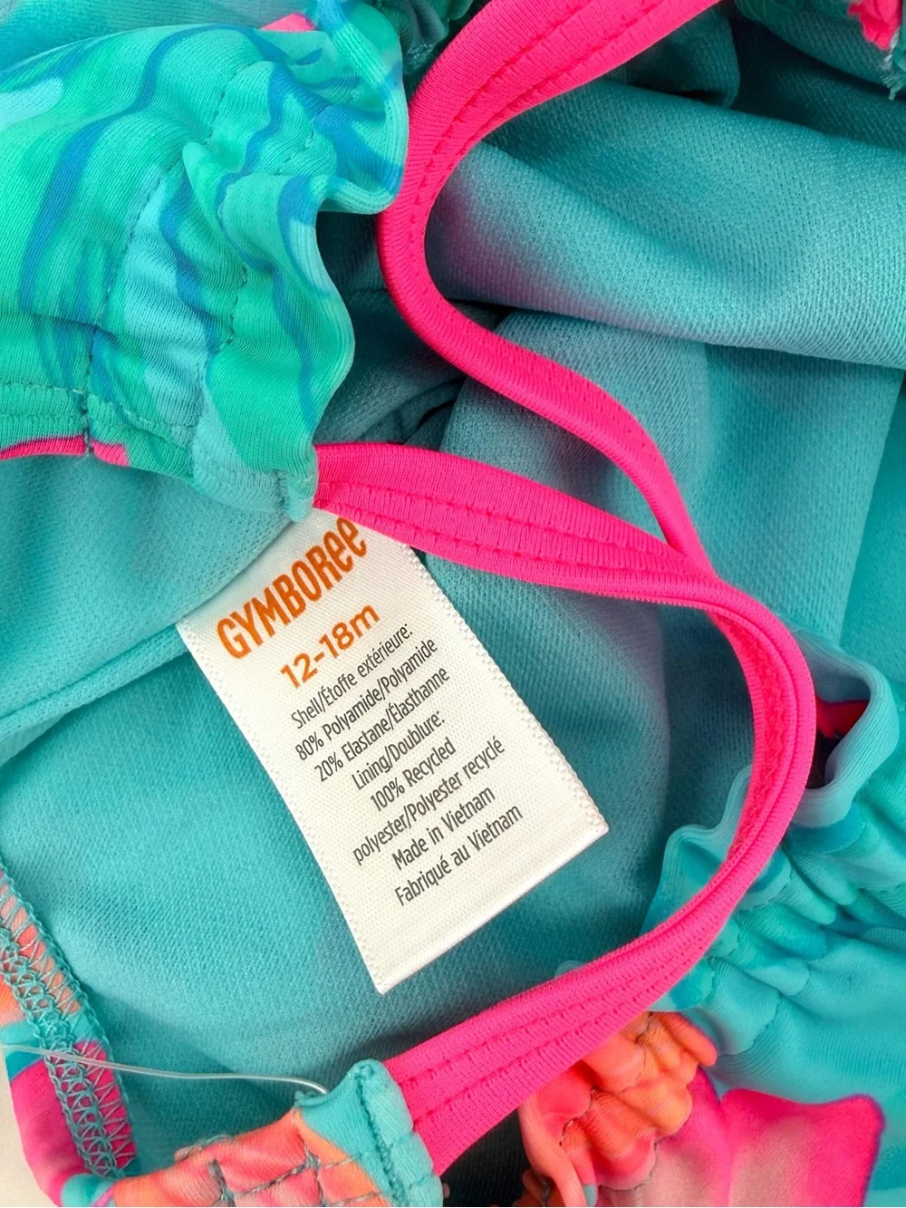 Gymboree Time for Teal Baby Floral One-Piece Swimsuit with Pink & Orange Flowers